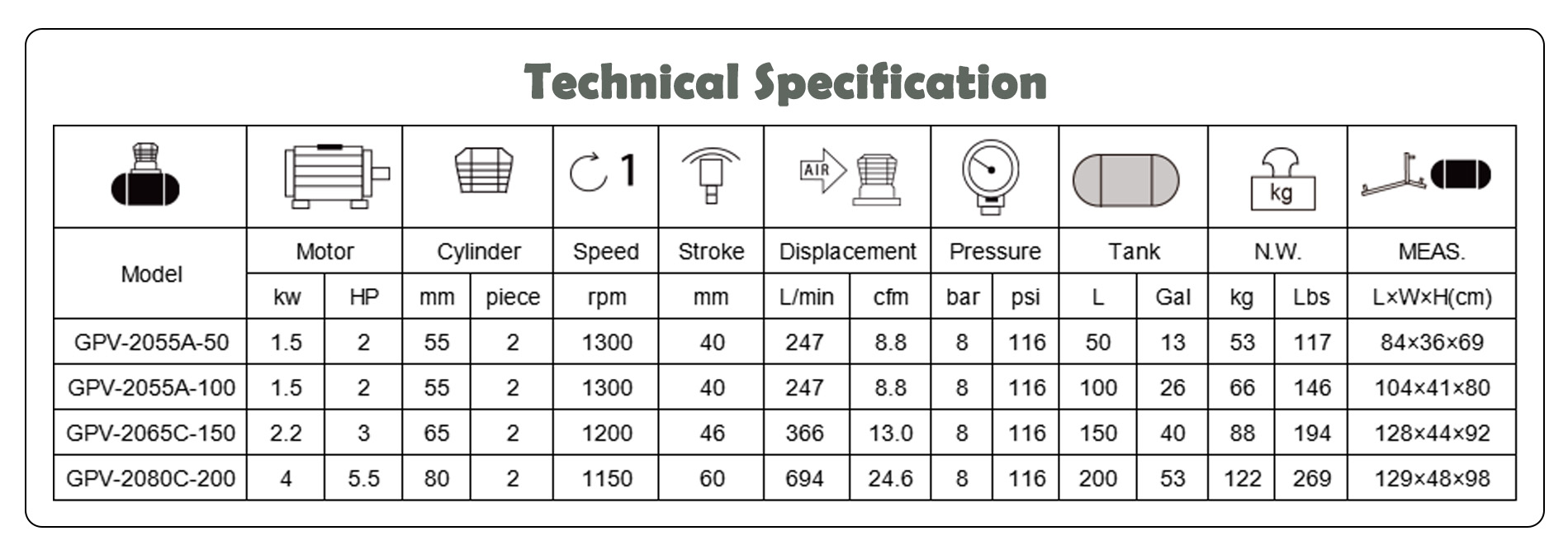 2055A aluminum pump 50 Liter v-belt best air compressor manufacturers 2055A-50L